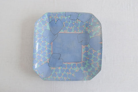 Vintage Contemporary 1980s Ceramic Studio Pottery Large Octagonal Serving Bowl / Platter