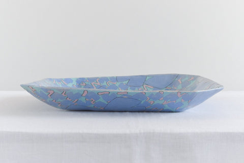 Vintage Contemporary 1980s Ceramic Studio Pottery Large Octagonal Serving Bowl / Platter