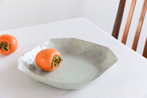 Vintage Contemporary 1980s Ceramic Studio Pottery Octagonal Serving Bowl / Platter