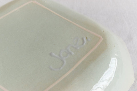 Vintage Contemporary 1980s Ceramic Studio Pottery Octagonal Serving Bowl / Platter