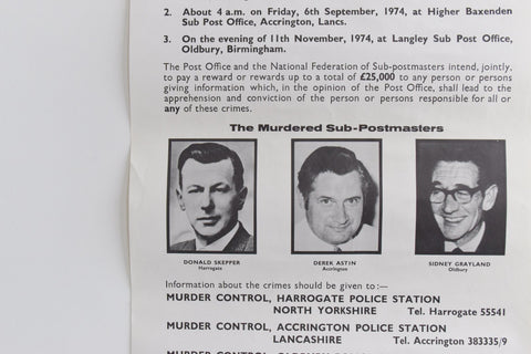 Vintage Original 1974 Unframed 'Black Panther' Post Office Shootings Wanted Reward Poster