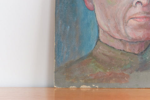 Vintage Original European Oil on Board Portrait Painting