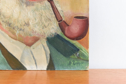 Vintage Original European Oil on Board Portrait Painting