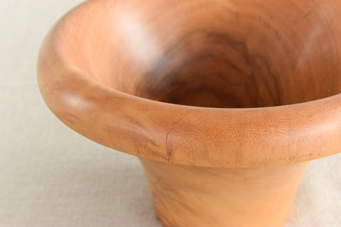 Vintage Rustic Hand Turned Wooden Lipped Fruit Bowl by John Holt