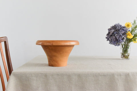 Vintage Rustic Hand Turned Wooden Lipped Fruit Bowl by John Holt