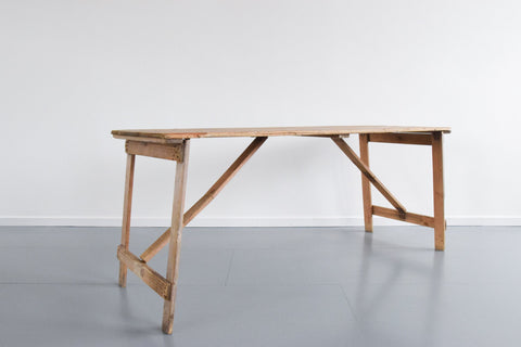 Vintage Rustic Wooden Folding Trestle Table