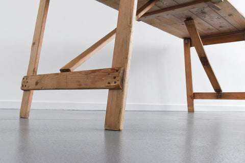 Vintage Rustic Wooden Folding Trestle Table