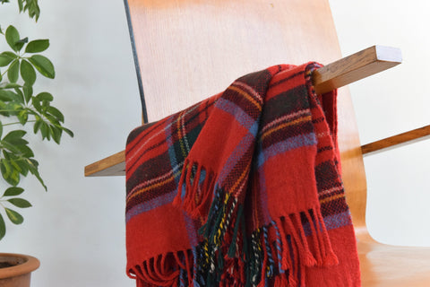 Vintage Wool Tartan Pattern Blanket