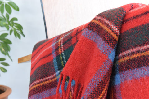 Vintage Wool Tartan Pattern Blanket