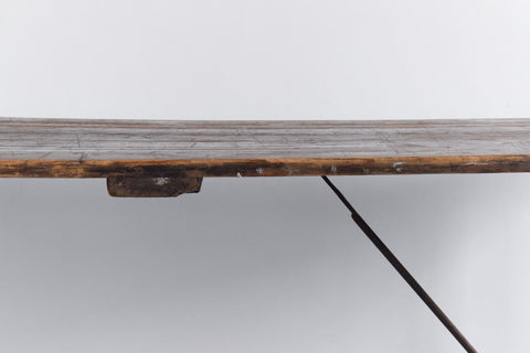 Vintage Large Rustic Wooden Folding Trestle Table