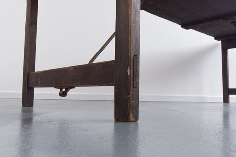 Vintage Large Rustic Wooden Folding Trestle Table