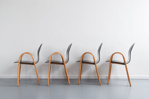Vintage Set of Four Danish Hyllinge Mobler Plywood Chairs