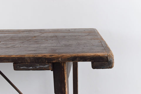 Vintage Large Rustic Wooden Folding Trestle Table