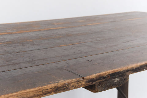 Vintage Large Rustic Wooden Folding Trestle Table