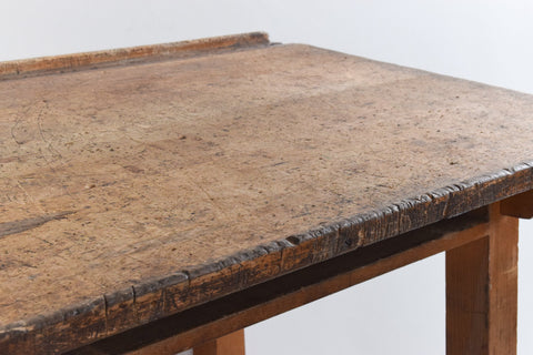 Vintage Large Wooden School Desk with Sloped Top