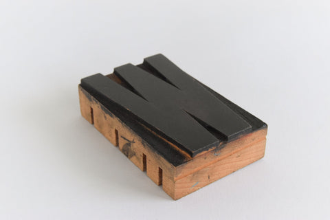 Vintage Wooden Printing Block Small Letter W