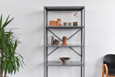 Vintage Grey Metal Industrial Shelving