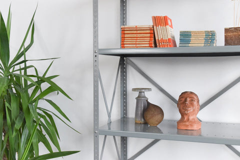 Vintage Grey Metal Industrial Shelving