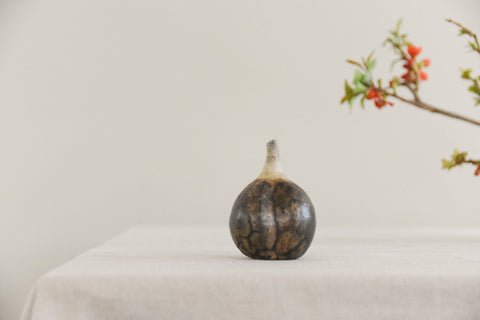 Vintage Small Ceramic Fig Sculpture by Studio Potter Chris Lucas