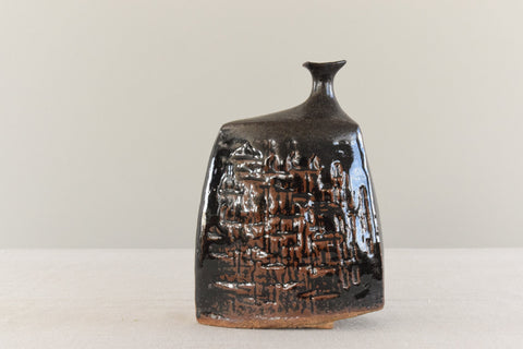 Vintage Small Sculptural Vase / Pot by Studio Potter Chris Lucas
