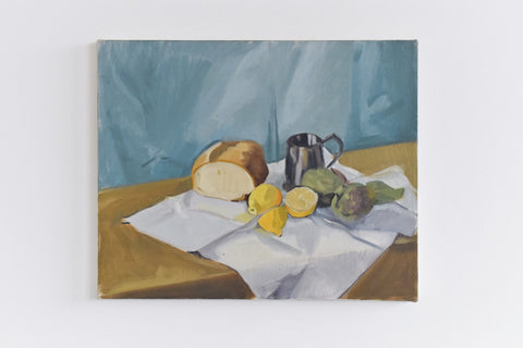 Vintage Late 20th Century Still Life School Oil on Canvas Painting