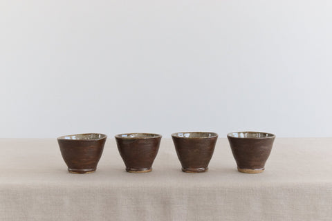 Vintage Small Studio Pottery Stoneware Cups Set of Four