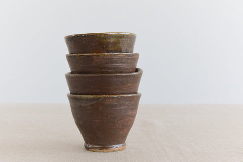 Vintage Small Studio Pottery Stoneware Cups Set of Four