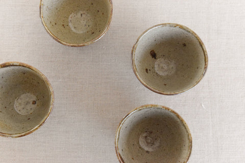 Vintage Small Studio Pottery Stoneware Cups Set of Four