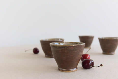 Vintage Small Studio Pottery Stoneware Cups Set of Four