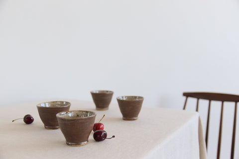 Vintage Small Studio Pottery Stoneware Cups Set of Four