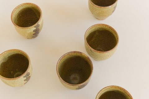 Vintage Small Studio Pottery Ceramic Cups Set of Six