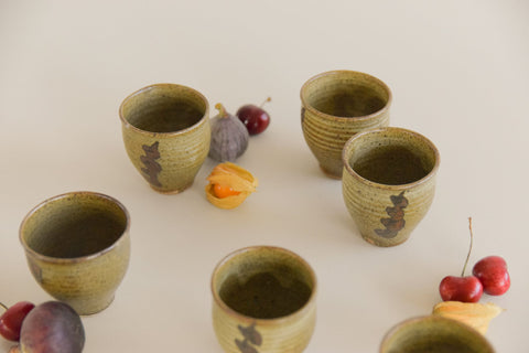 Vintage Small Studio Pottery Ceramic Cups Set of Six
