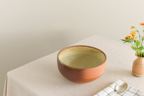 Vintage Rustic Ceramic Studio Pottery Serving Bowl