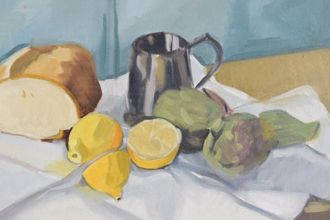 Vintage Late 20th Century Still Life School Oil on Canvas Painting