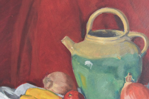 Vintage Late 20th Century Still Life School Oil on Canvas Painting