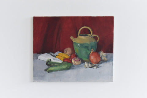 Vintage Late 20th Century Still Life School Oil on Canvas Painting