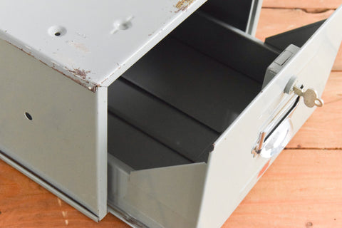 Vintage Grey Metal Filing Box Single Drawer Veteran Series