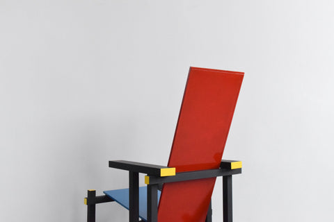 Vintage Reproduction Gerrit Rietveld Style Red and Blue Chair