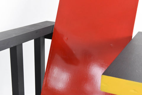 Vintage Reproduction Gerrit Rietveld Style Red and Blue Chair
