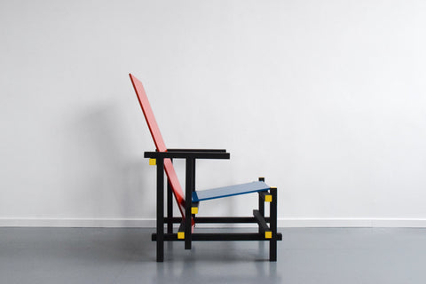Vintage Reproduction Gerrit Rietveld Style Red and Blue Chair