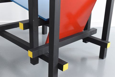Vintage Reproduction Gerrit Rietveld Style Red and Blue Chair
