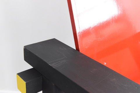 Vintage Reproduction Gerrit Rietveld Style Red and Blue Chair