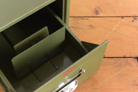 Vintage Green Metal Filing Box Single Drawer Veteran Series