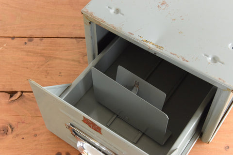 Vintage Grey Metal Filing Box Single Drawer Veteran Series