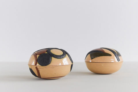 Vintage Pair of Ceramic Studio Pottery Trinket Boxes