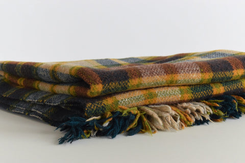 Vintage Wool Tartan Pattern Blanket