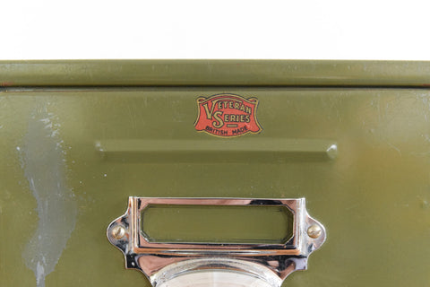 Vintage Green Metal Filing Box Single Drawer Veteran Series