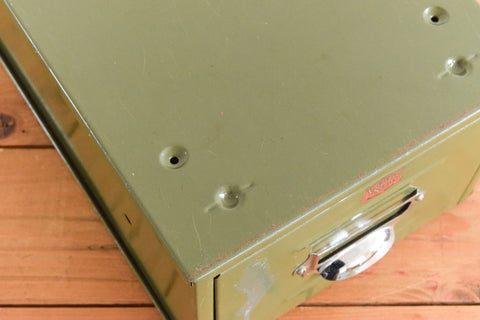 Vintage Green Metal Filing Box Single Drawer Veteran Series