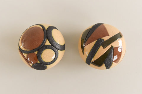 Vintage Pair of Ceramic Studio Pottery Trinket Boxes