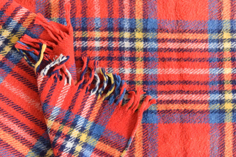 Vintage Red Tartan Pattern Fleece Blanket